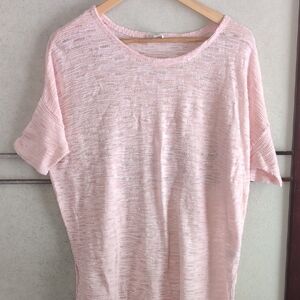 Pure Jill Women's  Cotton Light Pink Tunic Top Open Knit   OFFERS Welcome